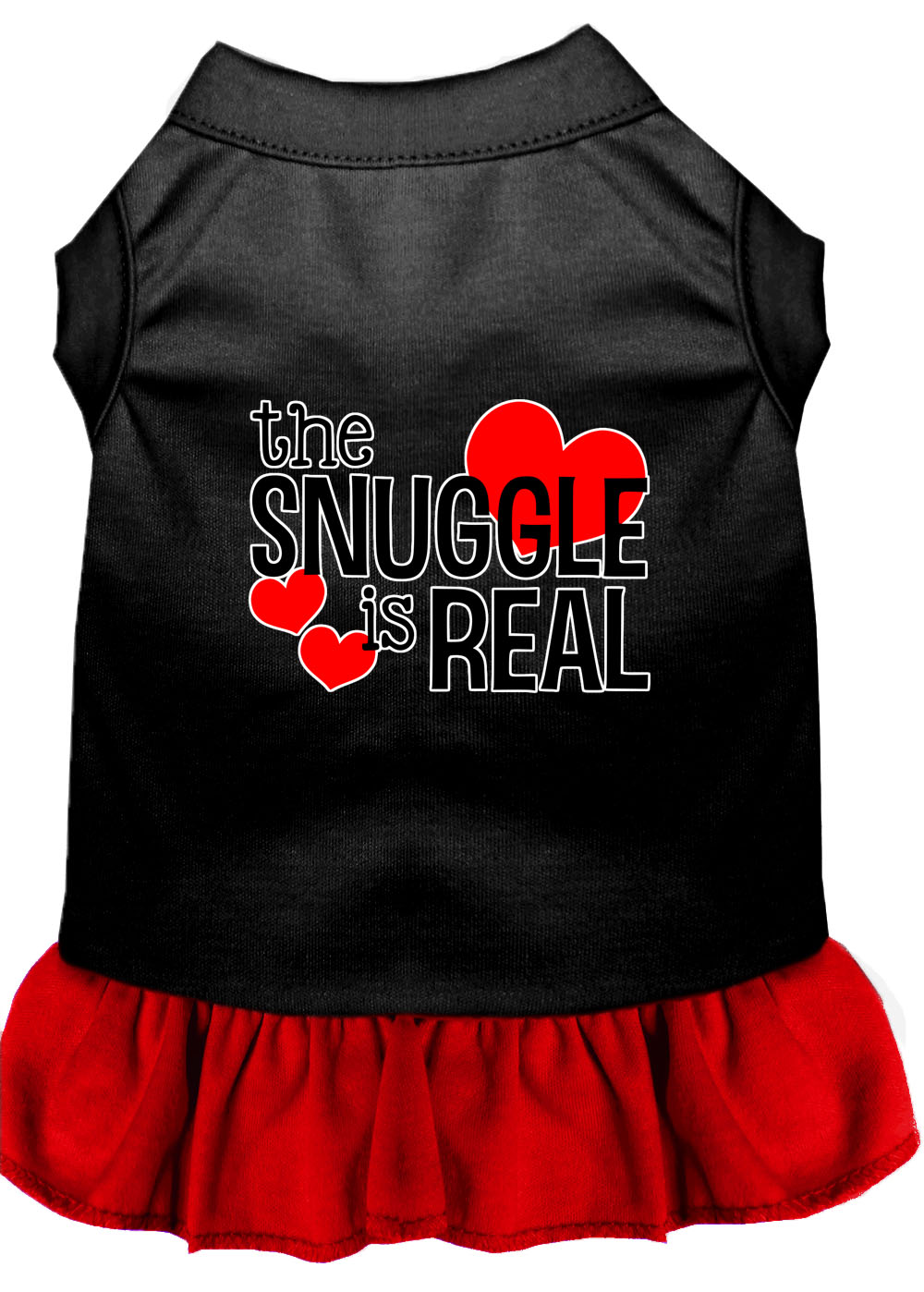 The Snuggle is Real Screen Print Dog Dress Black with Red XS
